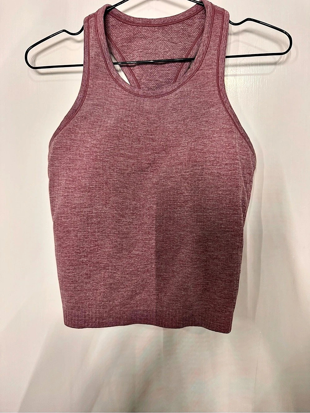 CRZ YOGA Seamless Ribbed Racerback Crop Tank Pink Medium